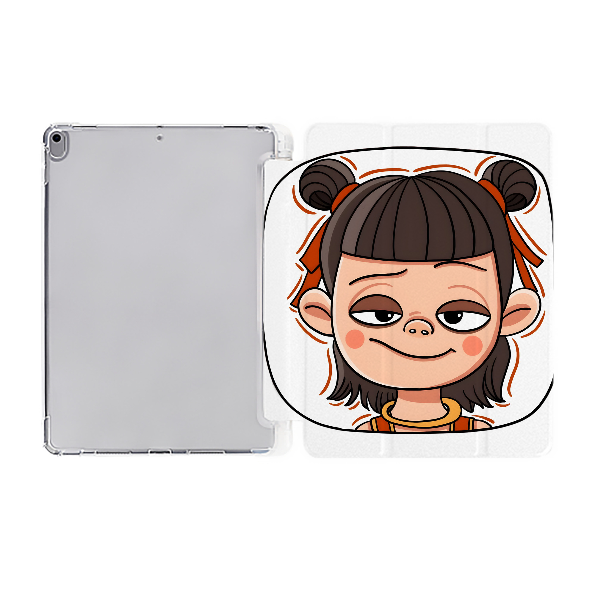 （画像用） Ne Zha 2 ナタ 魔童の大暴れ IPad ケース ペン収納付き 三つ折りスタンド PUレザー×シリコン 対応機種9.5/10.5/10.9インチ